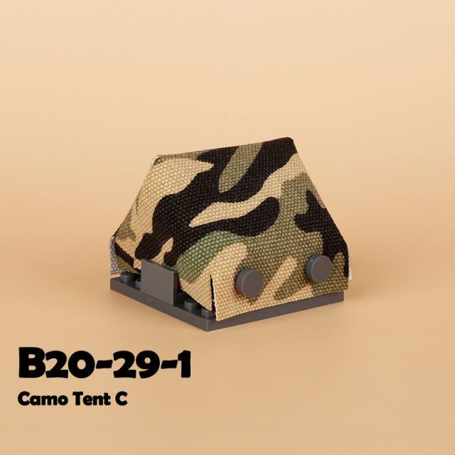 MOC City Series Mini Camouflage Tent Military Camp Army Weapon Soldier Minifigs Collection Model Building Blocks Toy Children Gifts