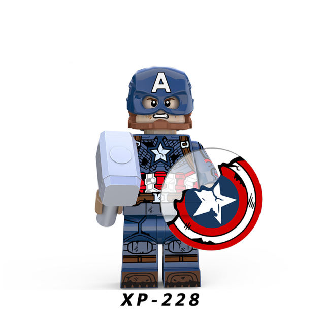XP228 Marvel Hero Series America Captain Battle Damage Model Assembled Building Block Anime Figures Toy Children Gifts Brithday
