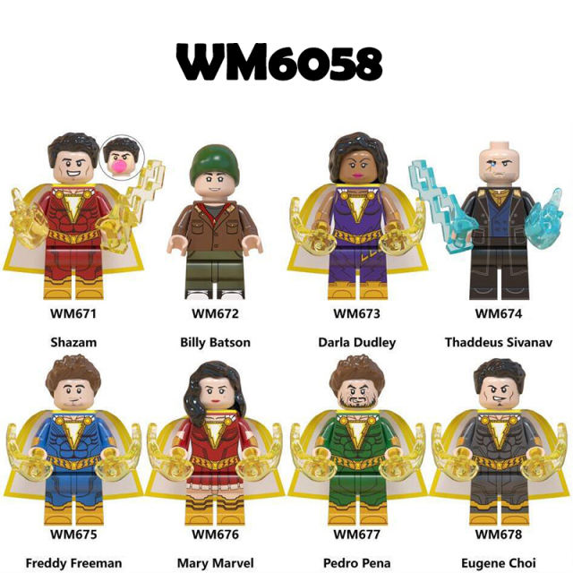 WM6058 DC Shazam Family Marvel Series Freddy Freeman Doctors Anime  Figures Eugene Building Blocks Toys Children Education Gifts