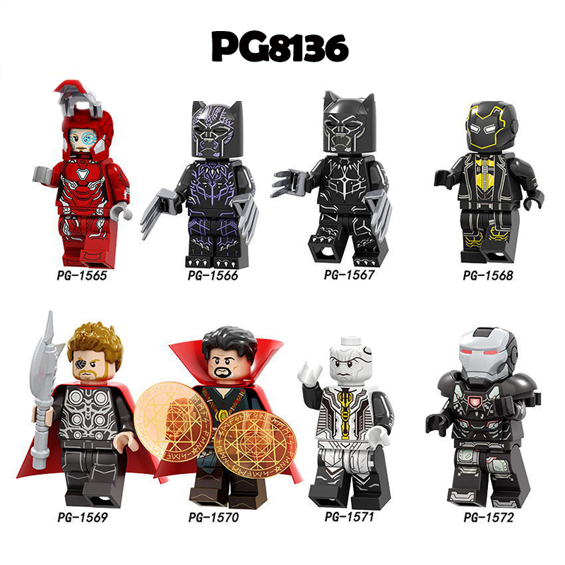 PG8136 Super Heroes Thor War Machine Action Figures Black Panther Doctor Strange Ebony Model Building Blocks Toys Children Gifts