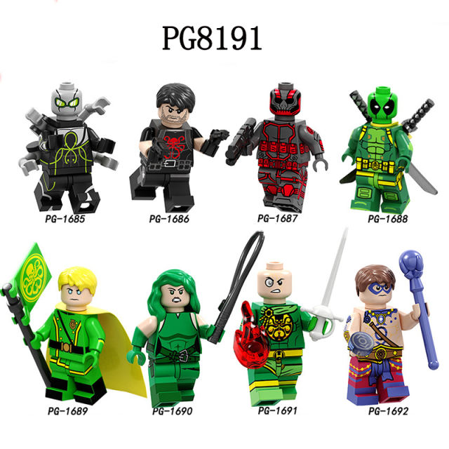 PG8191 Super Heroes Doctor Octopus Hydra Punisher Deadpool ActionFigures Viper Baron Strucker Atom Building Blocks Children Toys