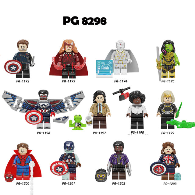 PG8298 Marvel Movie Series Scarlet Witch Loki Action Figures Bucky Gamora Falcon Vision Assembly Building Blocks Toy Children Gift