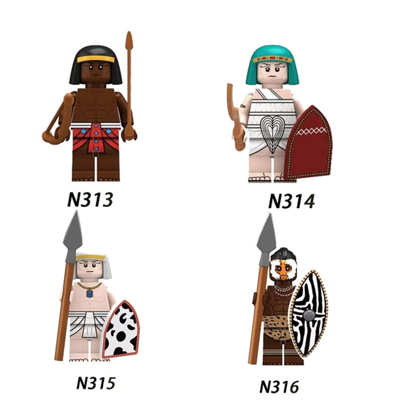 Medieval Series Egyptian Soldier Minifigs Building Blocks Nubian Archer Pharaoh Guard Army Soldier Sword Shield Toys Boys Gifts