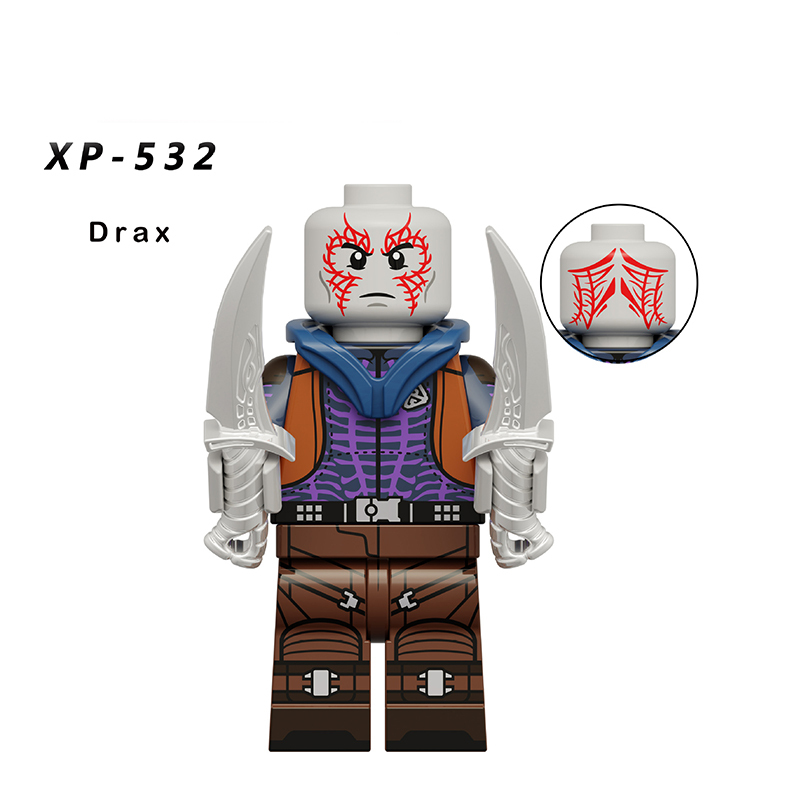 KT1070 Marvel Series Guardians Of The Galaxy Minifigs Building Blocks Superhero Adam Mantis Gamora Raccoon Weapon Toys Boys