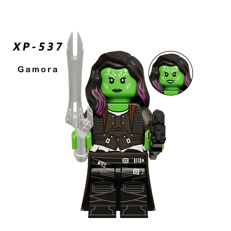 KT1070 Marvel Series Guardians Of The Galaxy Minifigs Building Blocks Superhero Adam Mantis Gamora Raccoon Weapon Toys Boys