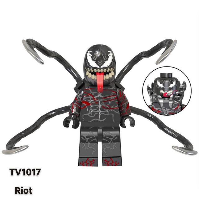 TV6203 American Marvel Venom Deadpool Minifigs Building Blocks Carnage Weapon Rifle Energy Scythe Gun Carbon Steel Knife Toys