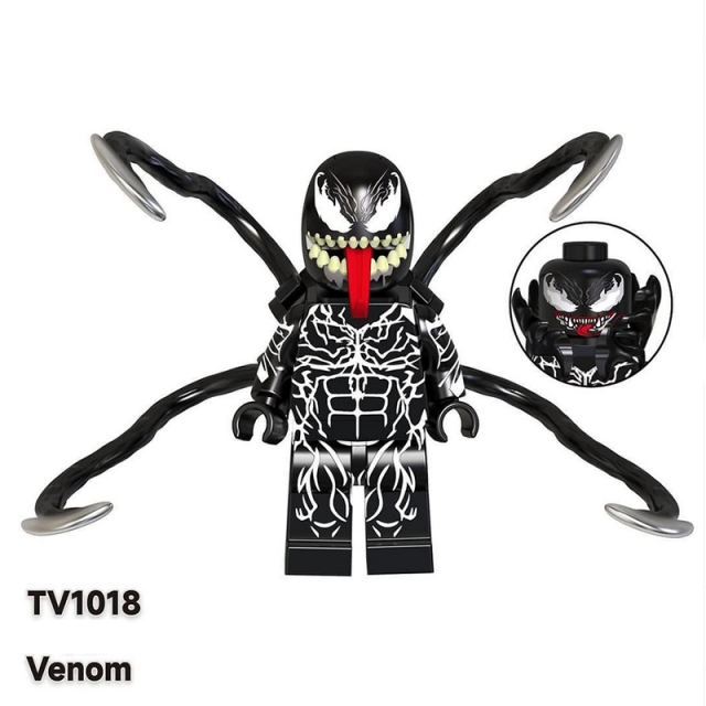 TV6203 American Marvel Venom Deadpool Minifigs Building Blocks Carnage Weapon Rifle Energy Scythe Gun Carbon Steel Knife Toys