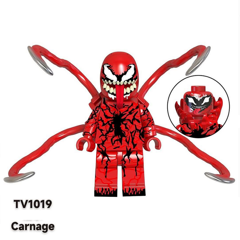 TV6203 American Marvel Venom Deadpool Minifigs Building Blocks Carnage Weapon Rifle Energy Scythe Gun Carbon Steel Knife Toys