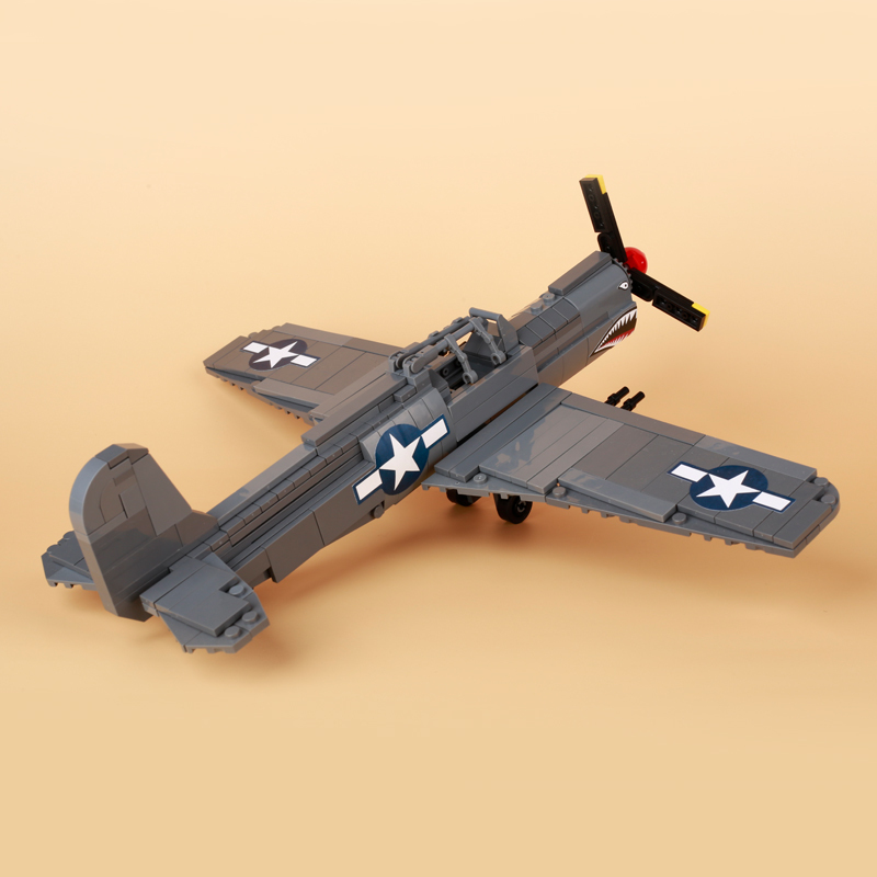Military Science Fiction Series P40 Fighter Shark Mouth Building Blocks Single Sale Assemble Model Plane Toys Children Gifts Boys