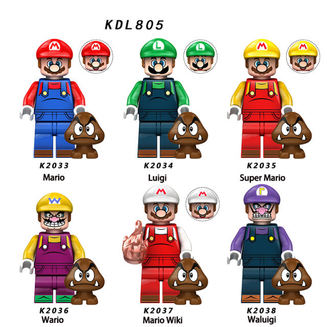 KDL805 Game Movie Series Super Mario Minifigs Japan Anime Luigi Wario Building Blocks Mushroom Model Children Birthday Toys Gifts