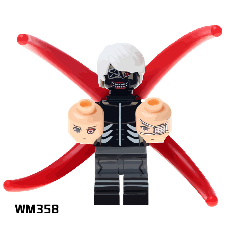 WM6009 Anime Naruto Sasuke Kakashi Building Block Tokyo Ghoul Mini Action Figure Head Brick Assembly Children Birthday Gifts Toys