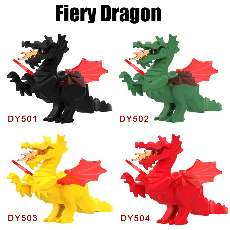 Medieval Series Fire Dragon Bricks Army Kinght Military Parts Toys Boy