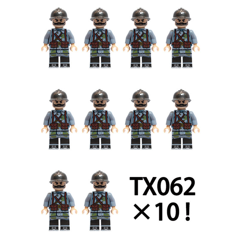 WW1 New French Army Military Infantry Minifigs Medieval Soliders Weapon MOC Building Blocks Children Birthday Toys Education Gifts
