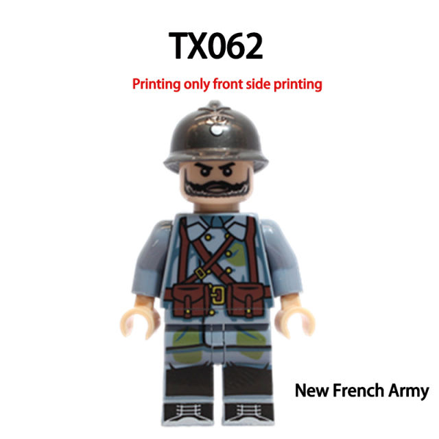 WW1 New French Army Military Infantry Minifigs Medieval Soliders Weapon MOC Building Blocks Children Birthday Toys Education Gifts