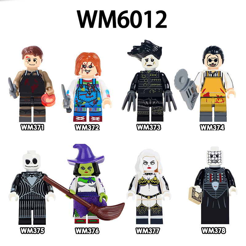 WM6012 Horror Movie Series Edward Scissorhands Action Figures Pinhead Witch Building Blocks Model Toys Children Birthday Gifts