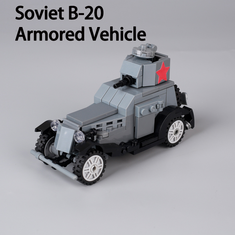 Military Series Soviet BA-20 Armored Vehicle Minifigs Building Blocks Weapon Model Toys Collection Children Birthday Gifts Boys