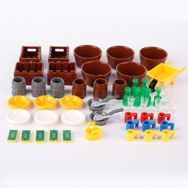 144 PCS MOC City Series Fruit Food Fish Building Blocks Figures Accessories Bread Bottle Sausage Apple Bricks Toys Gift Children