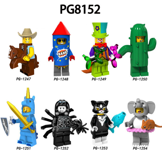 PG8152 Cartoon Series Catwoman Spider Mini Action Figure UnicornElephant Girl Building Blocks Toys Model Children Birthday Gifts