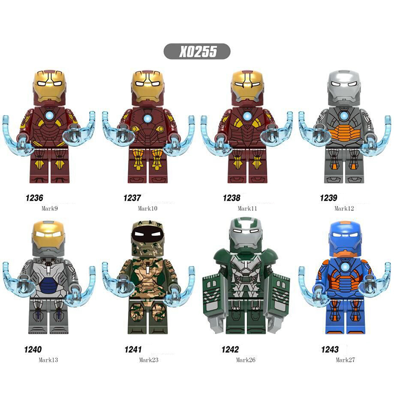 X0255 Marvel Heroes Series Iron Man Movie Minifigs Mark Action War Figures Building Blocks Weapon Model Children Gifts Toys Boys