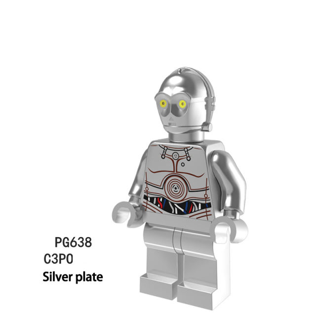 PG637 PG638 Star War Series C3POD Action Figures Robot Gilded Sliver Plate MOC Model Building Blocks Minifigs Children Gifts Toys