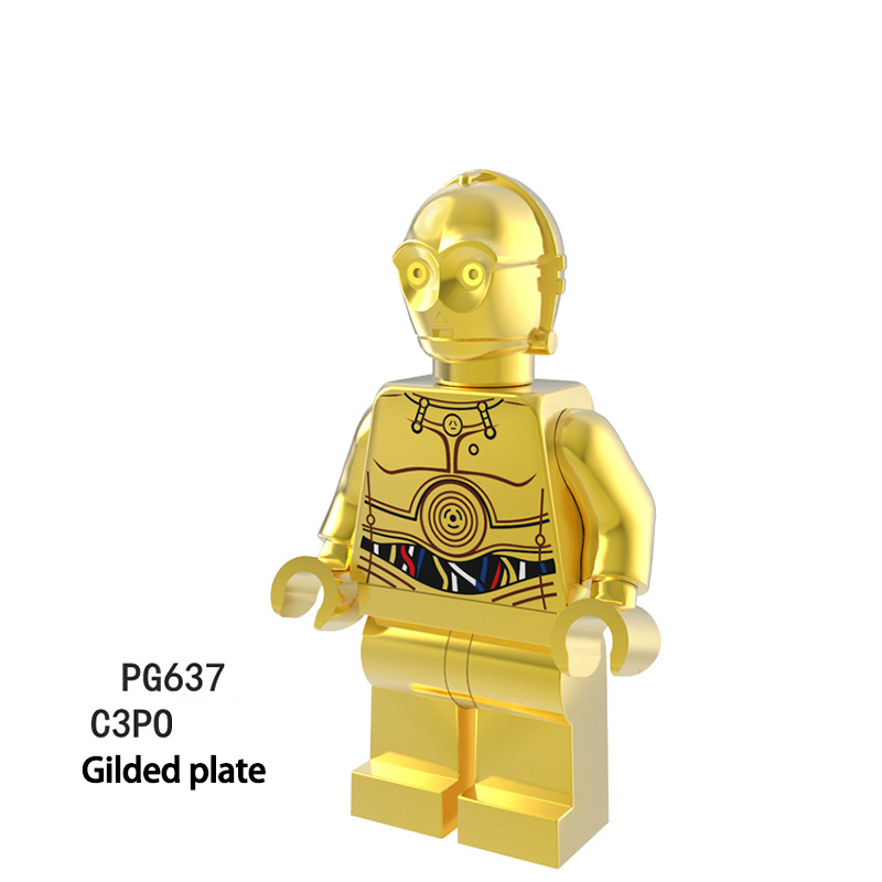 PG637 PG638 Star War Series C3POD Action Figures Robot Gilded Sliver Plate MOC Model Building Blocks Minifigs Children Gifts Toys