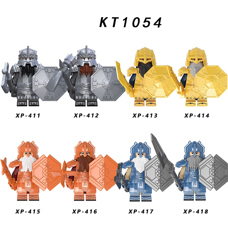 KT1054 Medieval Military Dwarf Action Figures Goat Mountain Copper Basket Soliders Weapon Building Blocks Children Gifts Toys