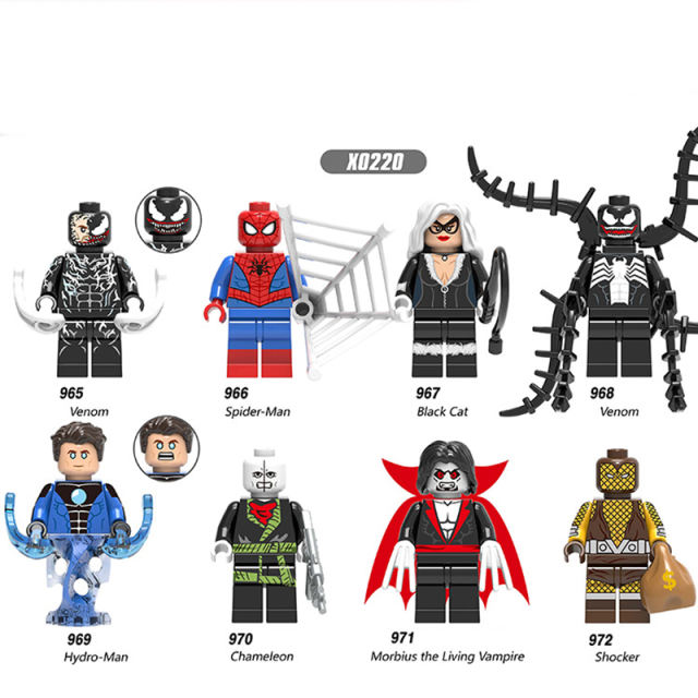 X02220 Marvel Series Spider Man Venom Action Figures Venom Hydro Man Black Cat Minifigs Model Building Blocks Children Gifts Toys