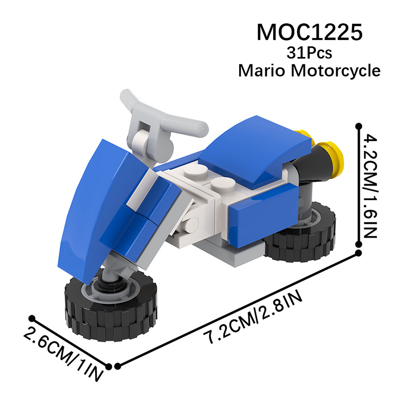 1224 1225 Game Movie Series Super Mario Carrier Motorcycle Building Blocks Vehicle Plumber Mushroom Accessories Assembly Toy Boy