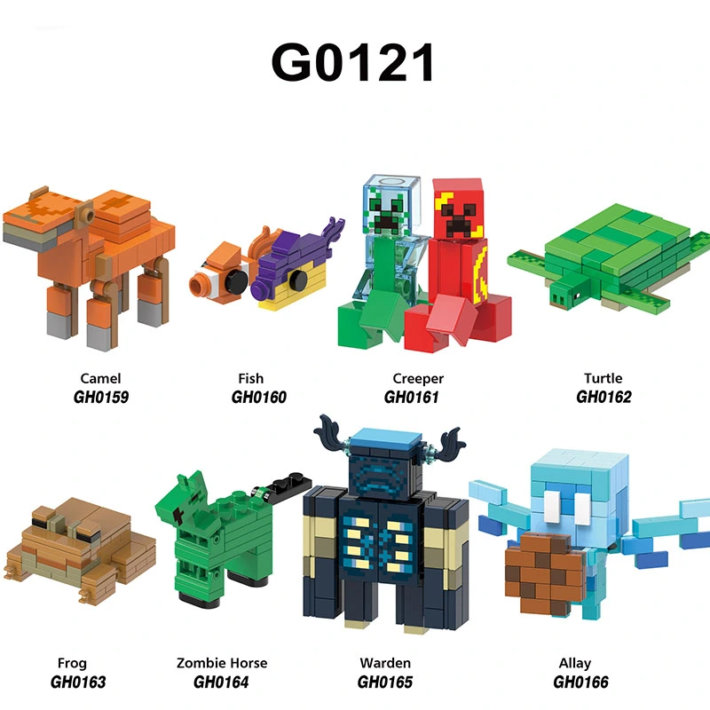 G0121 Minecraft Game Series Minifigs Building Blocks Animal Camel Fish Creeper Turtle Frog Zombie Horse Accessories Toys Gifts
