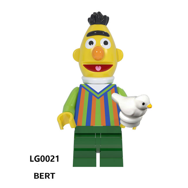 LG1003 Cartoon Series Sesame Street Bird Bert Action Figures  Elmoeni Model Building Blocks Children Birthday Gifts Boys Girls