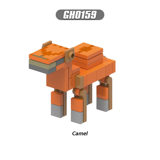 G0121 Minecraft Game Series Minifigs Building Blocks Animal Camel Fish Creeper Turtle Frog Zombie Horse Accessories Toys Gifts