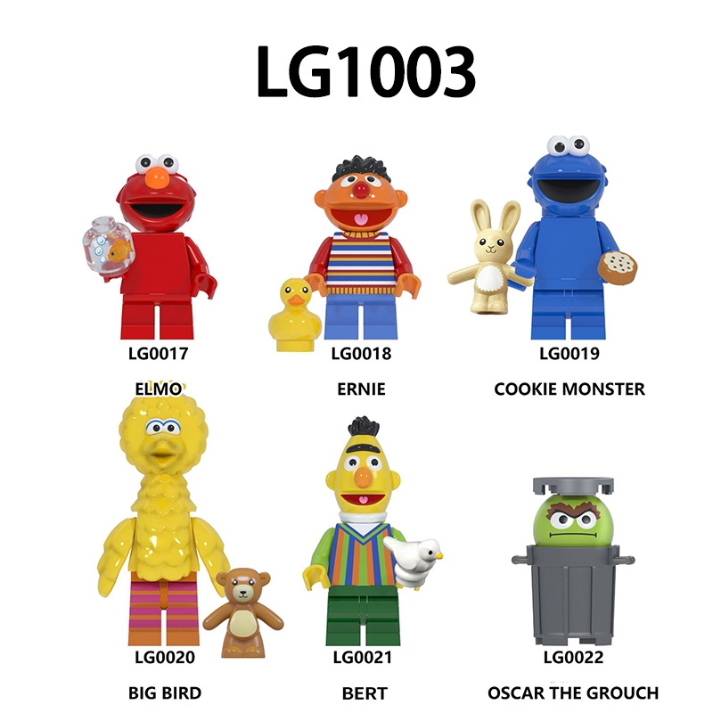 LG1003 Cartoon Series Sesame Street Bird Bert Action Figures Elmoeni Model Building Blocks Children Birthday Gifts Boys Girls