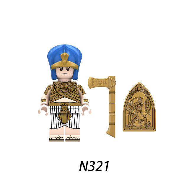 N321 Military Series Egyptian Pharaoh Minifig Building Blocks Medieval Army Soldier Palace Guard Infantry Ｗeapon Accessories Toy