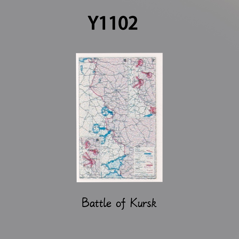 WW2 MOC Military Kursk Barbarossa Building Blocks European Campaign Map 7 Print Tile Model Compatible Soldier Children Gifts Toys