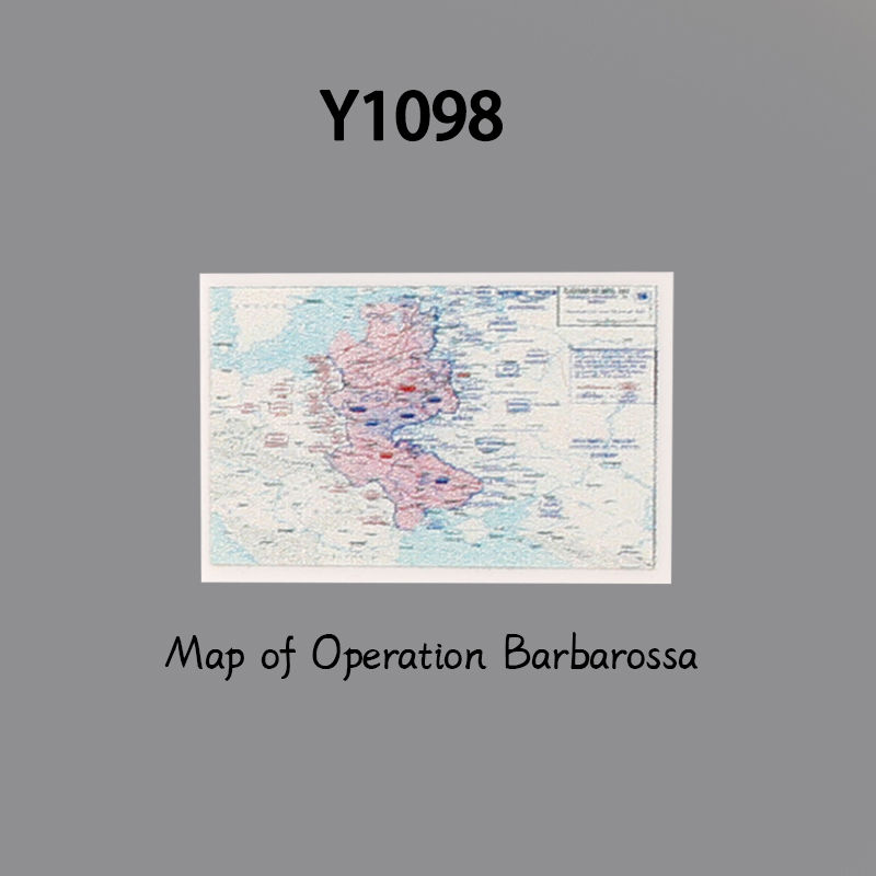 WW2 MOC Military Kursk Barbarossa Building Blocks European Campaign Map 7 Print Tile Model Compatible Soldier Children Gifts Toys
