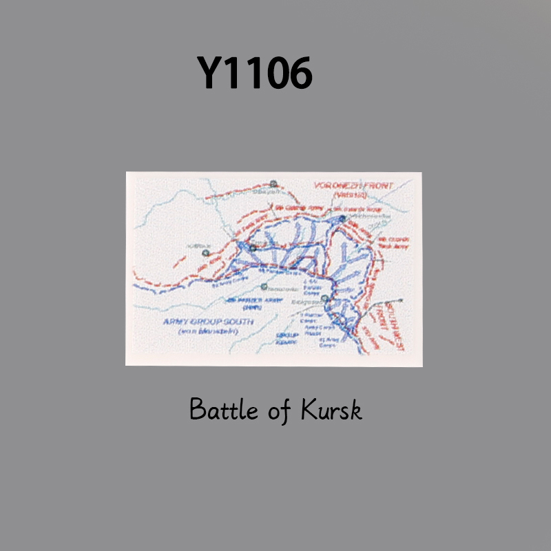 WW2 MOC Military Battle Kursk Dragon Building Blocks European Campaign Map 8 Print Tile Model Compatible Soldier Kids Gifts Toys