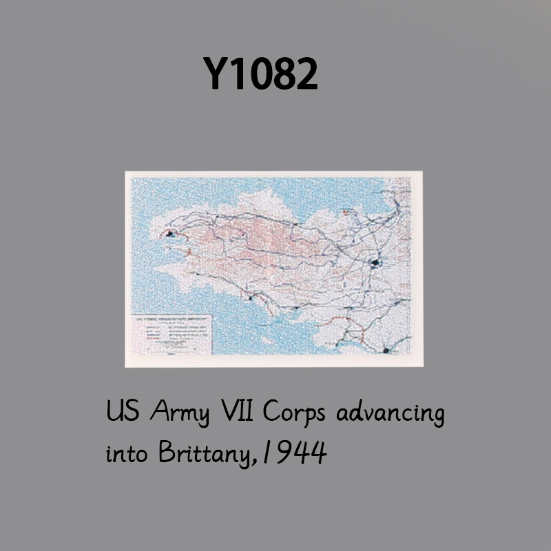 WW2 MOC Military Series Army Attack Route Building Blocks European Campaign Map 11 Print Tile Model Compatible Children Gifts Toys