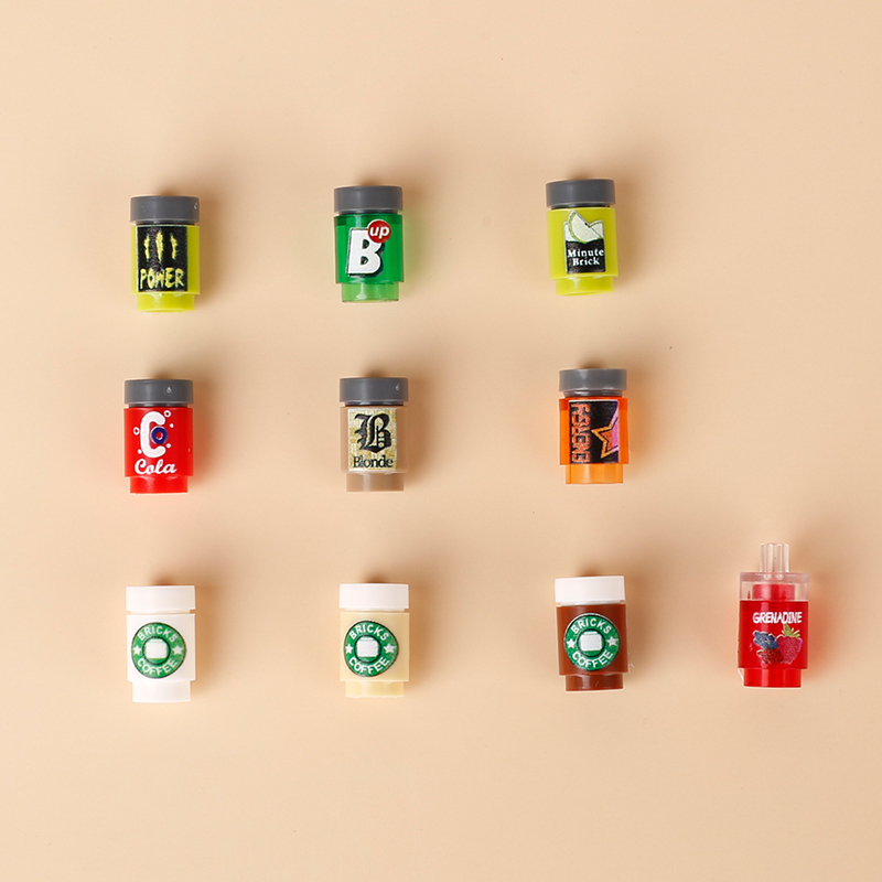 Juice Set Series Printed Building Blocks Strawberry Milk Orange Apple Pineapple Multifruit Grape Juice Chocolate Accessories Toy