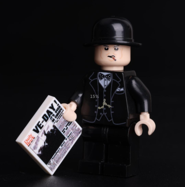 British Prime Minister Churchill Minifigs Building Blocks WW2 Political Strategist War Army Soldiers Newspaper Accessories Toys
