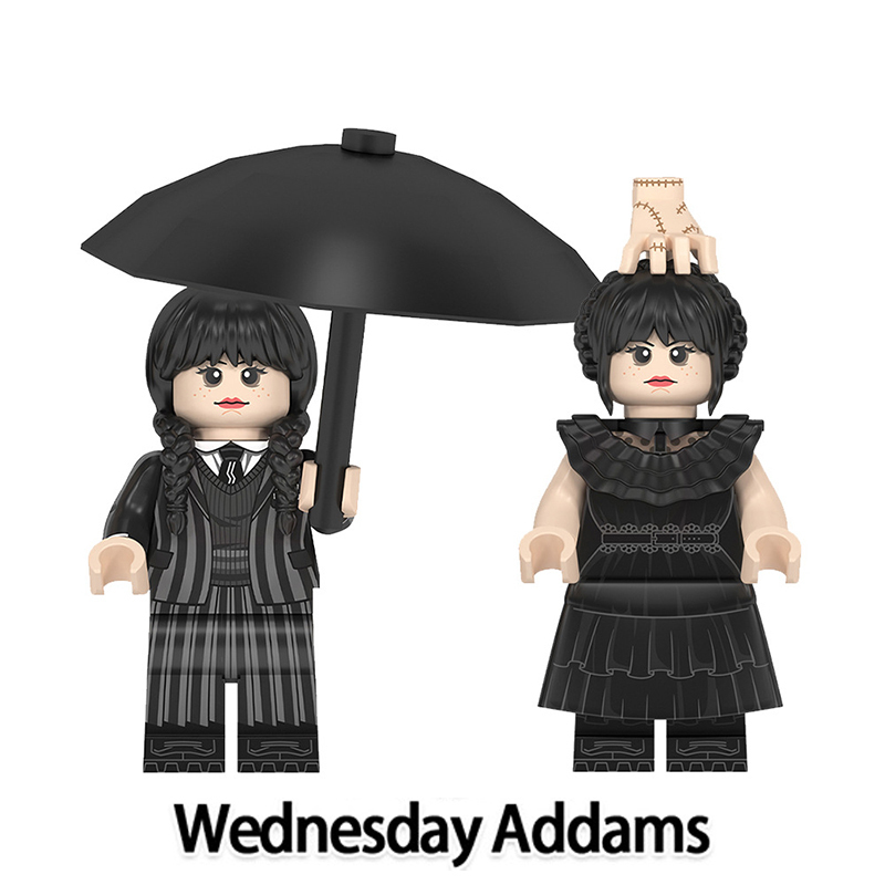 Netflix US TV Series Wednesday Addams Minifigs Building Blocks Umbrella Mini Action Figure Character Accessories Toys Gifts Kids