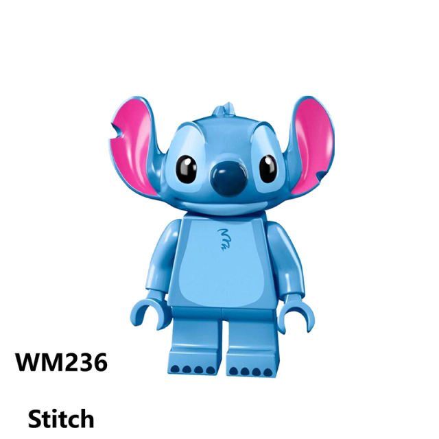 WM6049 Blue Stitch Pink Angie Cartoon Movie Series Anime ET Mini Action Figure Building Blocks Toys Model Children Birthday Gifts