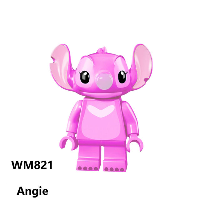 WM6049 Blue Stitch Pink Angie Cartoon Movie Series Anime ET Mini Action Figure Building Blocks Toys Model Children Birthday Gifts
