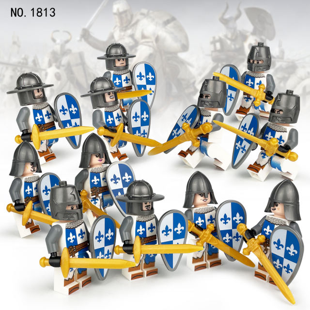1813 Medieval Soldiers Series Minifigs Building Blocks Ancient Rome Army Castle Knight Helemt Weapon Shield Sword Officer Toys