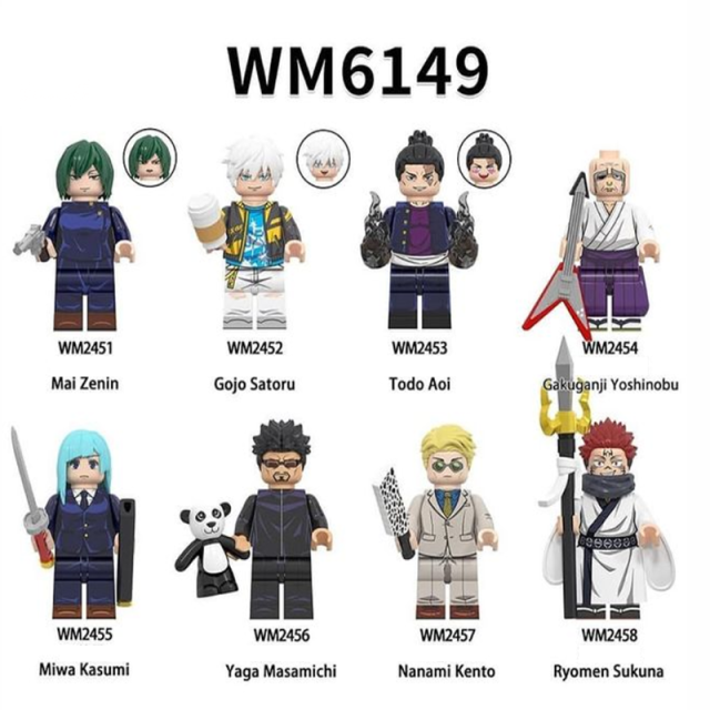 WM6149 Japanese Anime Jujutsu Kaisen Series Minifigs Building Blocks Mai Zenin Gojo Satoru Character Weapon Gun Sword Toys Gifts