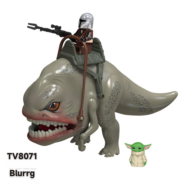 TV8071 Star Wars Series Blurrg Mandalorian Minifigs Building Blocks Baby Yoda Weapon Helmet Mount Monster Dinosaur Turtle Toys