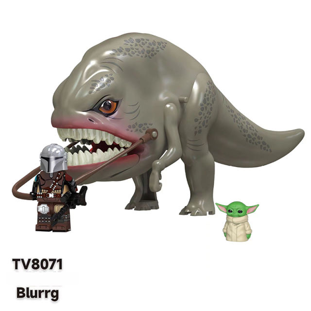 TV8071 Star Wars Series Blurrg Mandalorian Minifigs Building Blocks Baby Yoda Weapon Helmet Mount Monster Dinosaur Turtle Toys