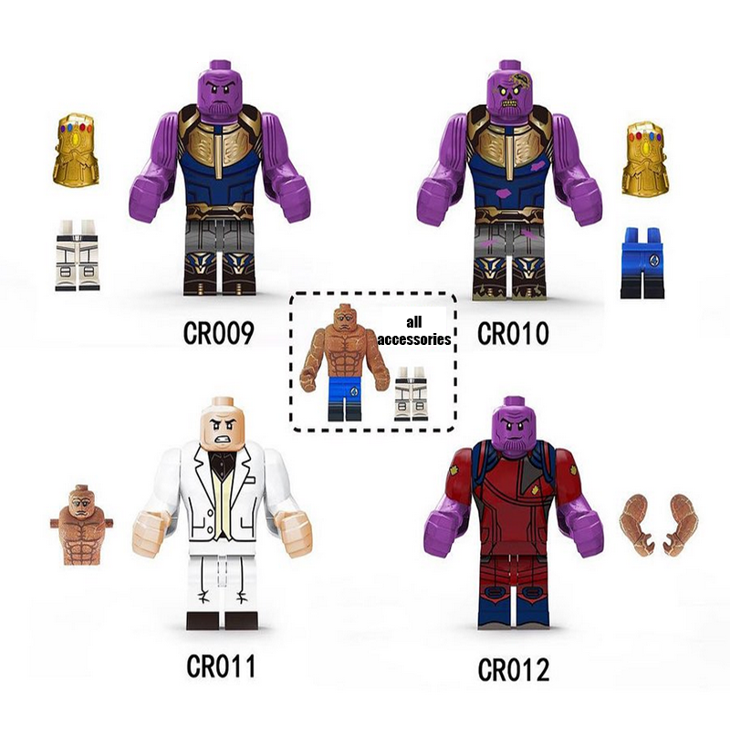 CR009-012 American Marvel Comic Super Villain Thanos Kingpin Minifigs Building Blocks Iron Man Amazing Armor Weapon Accessories