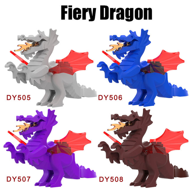 Medieval Series Fire Dragon Building Blocks Middle Ages Castle Lion Knight Mount Ancient Syrax Meleys Wing Accessories Toys Boys