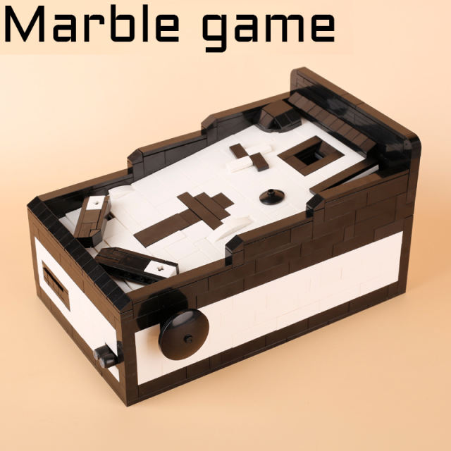 MOC City Series Marble Game Building Blocks Pinball Machine Eject Bead Black White Ball Model Interactive Figure Coins Toys Boys