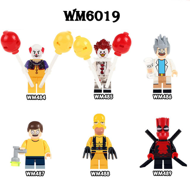 WM6019 Marvel Series Balloon Clown Action Figures Deadpool Minifigs MOC Model Building Blocks DC Collection Children Gifts Toys